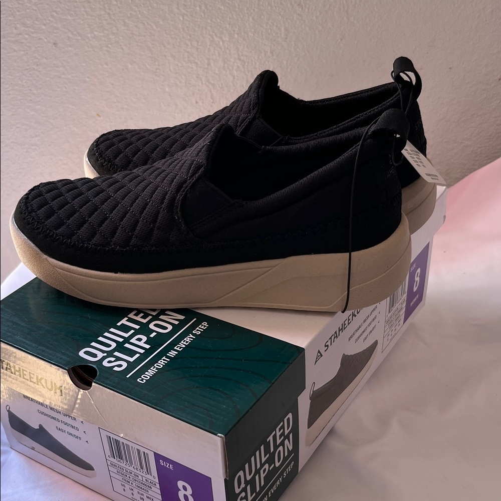 Black Quilted Slip-On Shoes